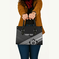 Custom Rugby Fiji Leather Bag Black Traditional Masi Inspired