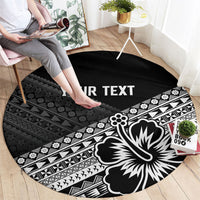 Custom Rugby Fiji Round Carpet Black Traditional Masi Inspired
