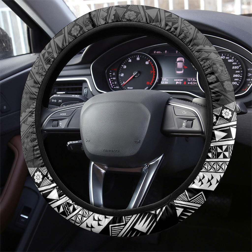 Rugby Fiji Steering Wheel Cover Black Traditional Masi Inspired