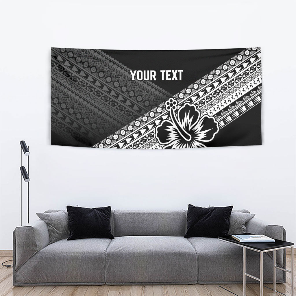 Custom Rugby Fiji Tapestry Black Traditional Masi Inspired