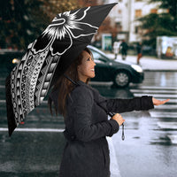 Custom Rugby Fiji Umbrella Black Traditional Masi Inspired