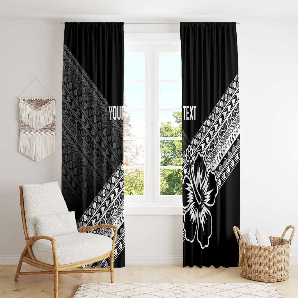 Custom Rugby Fiji Window Curtain Black Traditional Masi Inspired