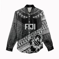 Custom Rugby Fiji Women Casual Shirt Black Traditional Masi Inspired