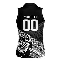 Custom Rugby Fiji Women Sleeveless Polo Shirt Black Traditional Masi Inspired