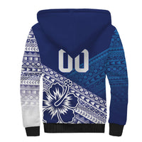 Custom Rugby Fiji Sherpa Hoodie Blue Traditional Masi Inspired