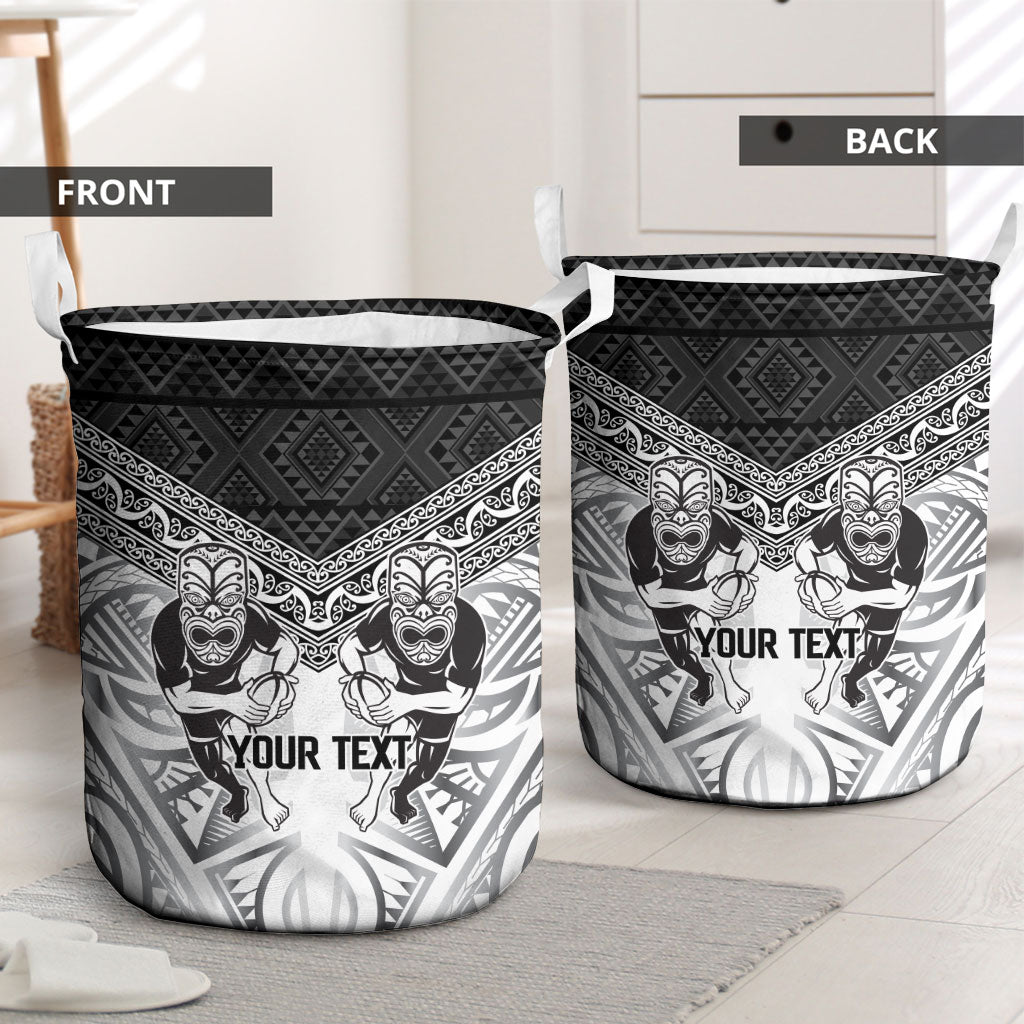 Custom Rugby New Zealand Black Fern Laundry Basket Niho Taniwha Inspired