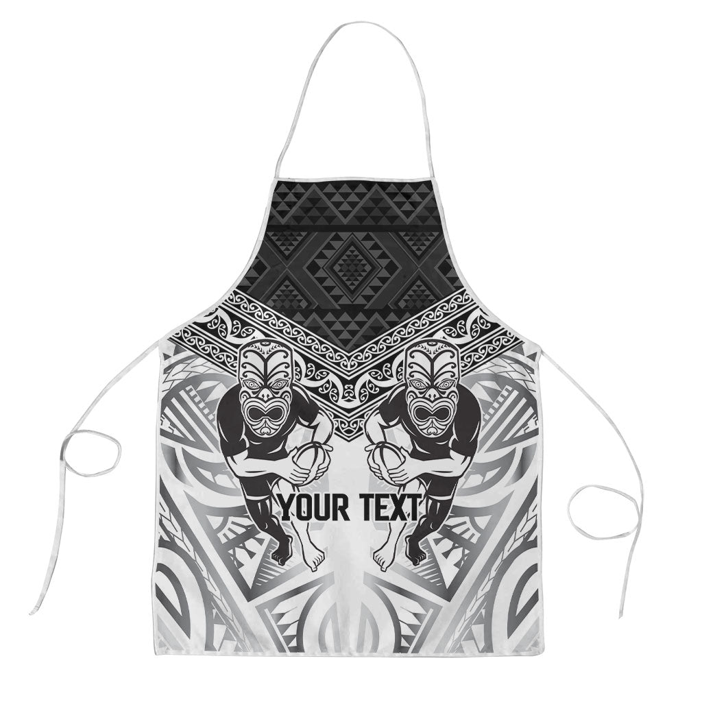 Custom Rugby New Zealand Black Fern Apron Niho Taniwha Inspired LT9 White - Polynesian Pride