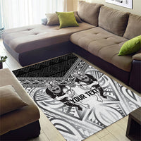 Custom Rugby New Zealand Black Fern Area Rug Niho Taniwha Inspired
