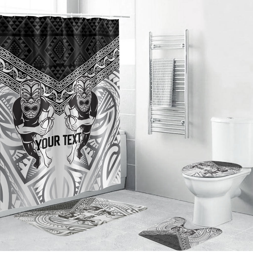 Custom Rugby New Zealand Black Fern Bathroom Set Niho Taniwha Inspired LT9 Bathroom Set (4 pcs) White - Polynesian Pride