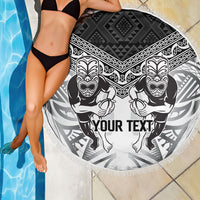Custom Rugby New Zealand Black Fern Beach Blanket Niho Taniwha Inspired