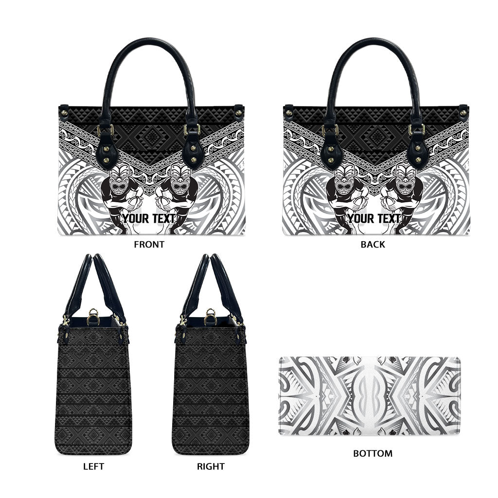 Custom Rugby New Zealand Black Fern Leather Bag Niho Taniwha Inspired