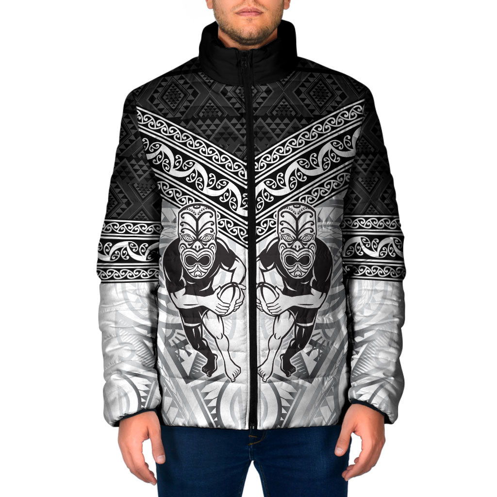 Custom Rugby New Zealand Black Fern Padded Jacket Niho Taniwha Inspired LT9 Men White - Polynesian Pride