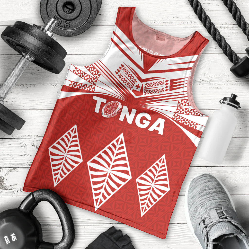 Tonga Rugby Men Tank Top Proud Tongan Ngatu Kupesi World Cup 2023 No1 LT9 White - Polynesian Pride