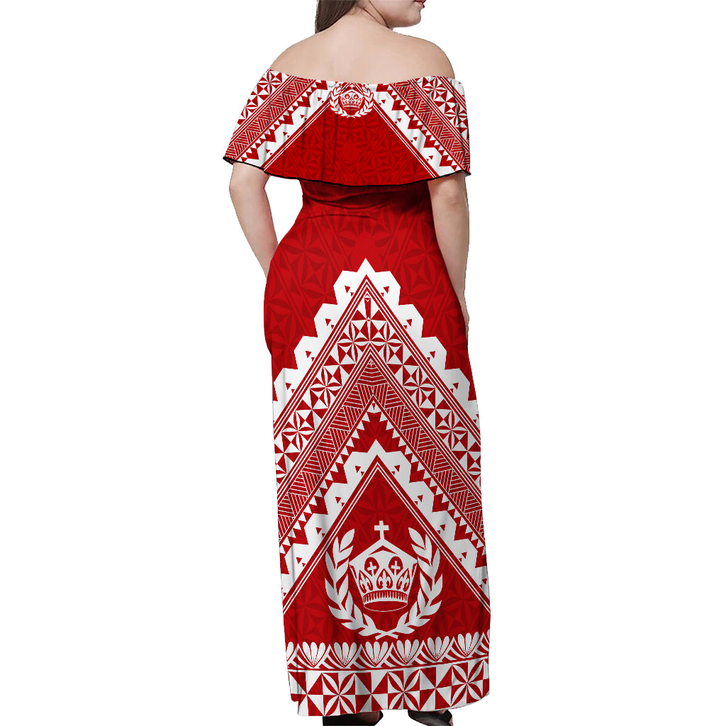 Tonga Rugby Off Shoulder Maxi Dress Proud Tongan Ngatu Kupesi World Cup 2023 No1 LT9 - Polynesian Pride