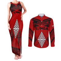Tonga Rugby Couples Matching Tank Maxi Dress and Long Sleeve Button Shirts Proud Tongan Ngatu Kupesi World Cup 2023 No2 LT9 Black - Polynesian Pride