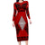 Tonga Rugby Long Sleeve Bodycon Dress Proud Tongan Ngatu Kupesi World Cup 2023 No2 LT9 Long Dress Black - Polynesian Pride