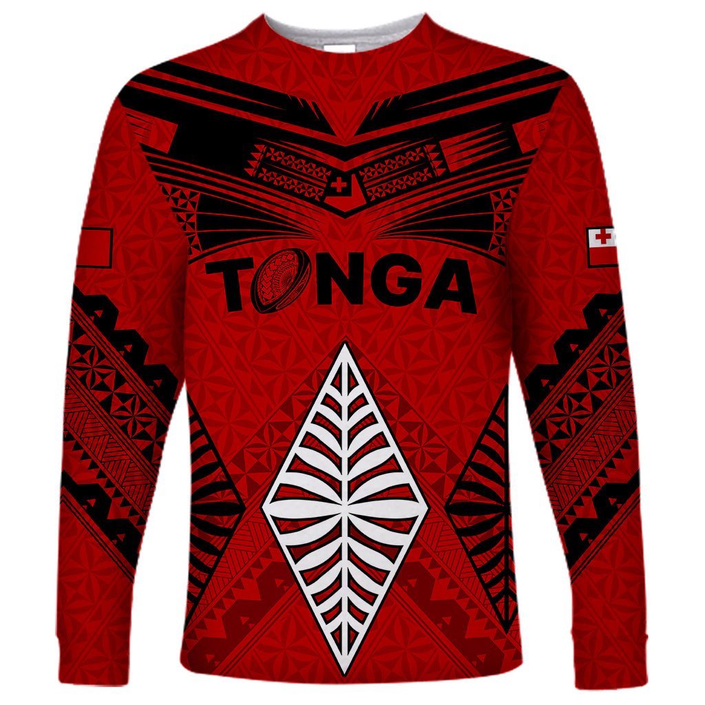 Tonga Rugby Long Sleeve Shirt Proud Tongan Ngatu Kupesi World Cup 2023 No2 LT9 Unisex Black - Polynesian Pride