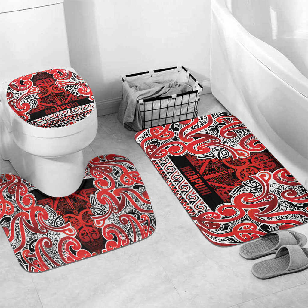 Aotearoa Iwi Ngapuhi Bathroom Set Maori Wharenui House Tribal Pattern LT9 Mat Set Only (3 pcs) One Size Red - Polynesian Pride