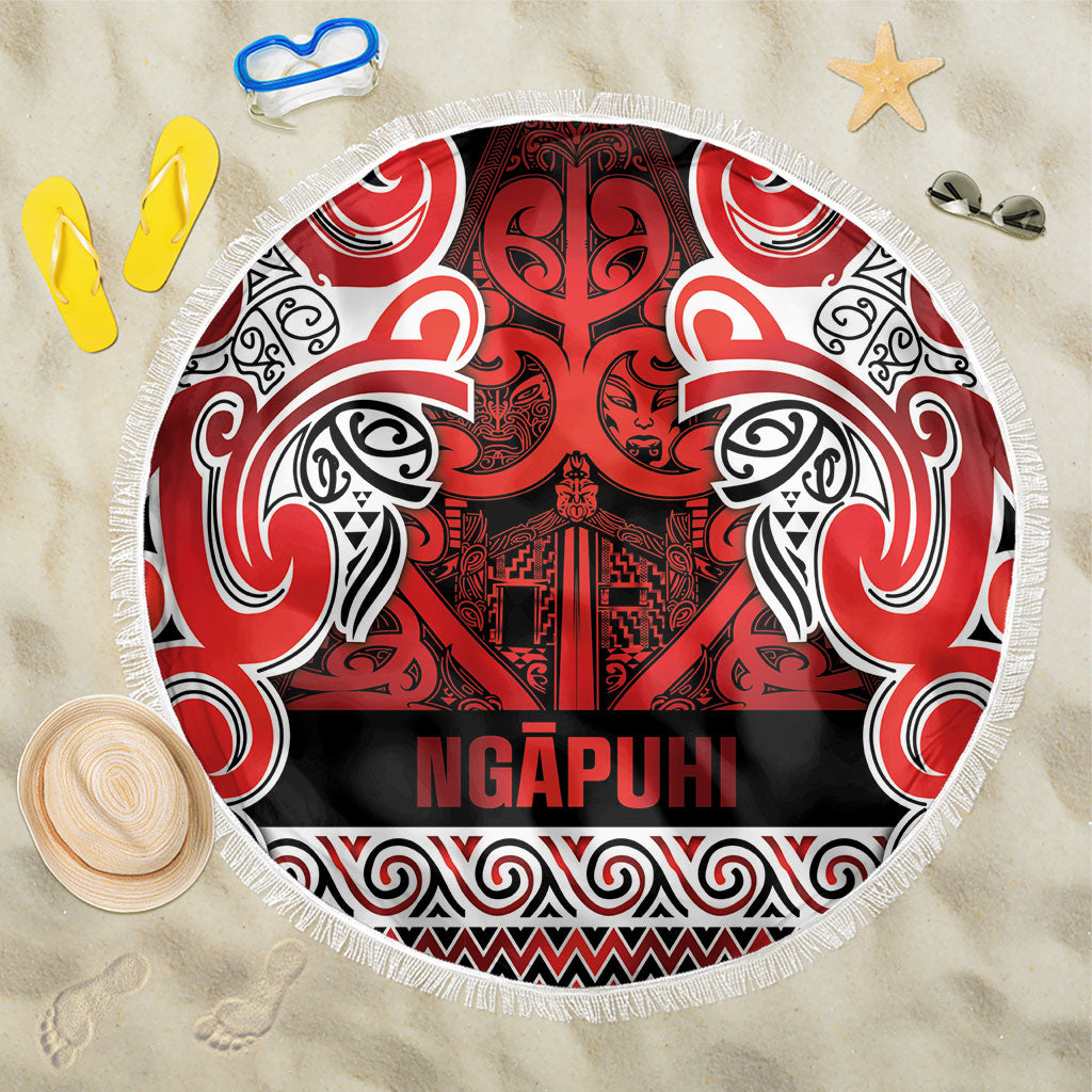 Aotearoa Iwi Ngapuhi Beach Blanket Maori Wharenui House Tribal Pattern LT9 One Size 150cm Red - Polynesian Pride