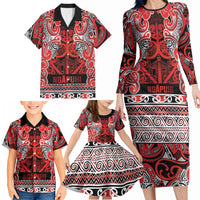 Aotearoa Iwi Ngapuhi Family Matching Long Sleeve Bodycon Dress and Hawaiian Shirt Maori Wharenui House Tribal Pattern LT9 - Polynesian Pride