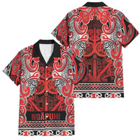 Aotearoa Iwi Ngapuhi Family Matching Long Sleeve Bodycon Dress and Hawaiian Shirt Maori Wharenui House Tribal Pattern LT9 Dad's Shirt - Short Sleeve Red - Polynesian Pride