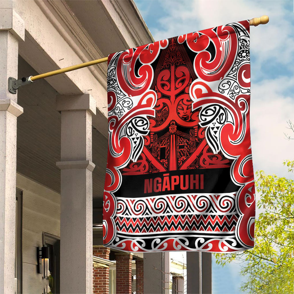 Aotearoa Iwi Ngapuhi Garden Flag Maori Wharenui House Tribal Pattern LT9 House Flag Red - Polynesian Pride
