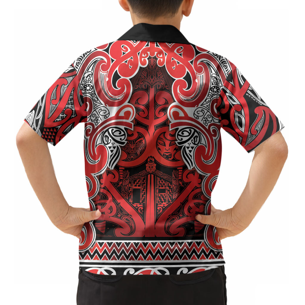 Aotearoa Iwi Ngapuhi Kid Hawaiian Shirt Maori Wharenui House Tribal Pattern LT9 - Polynesian Pride