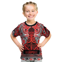 Aotearoa Iwi Ngapuhi Kid T Shirt Maori Wharenui House Tribal Pattern LT9 Red - Polynesian Pride
