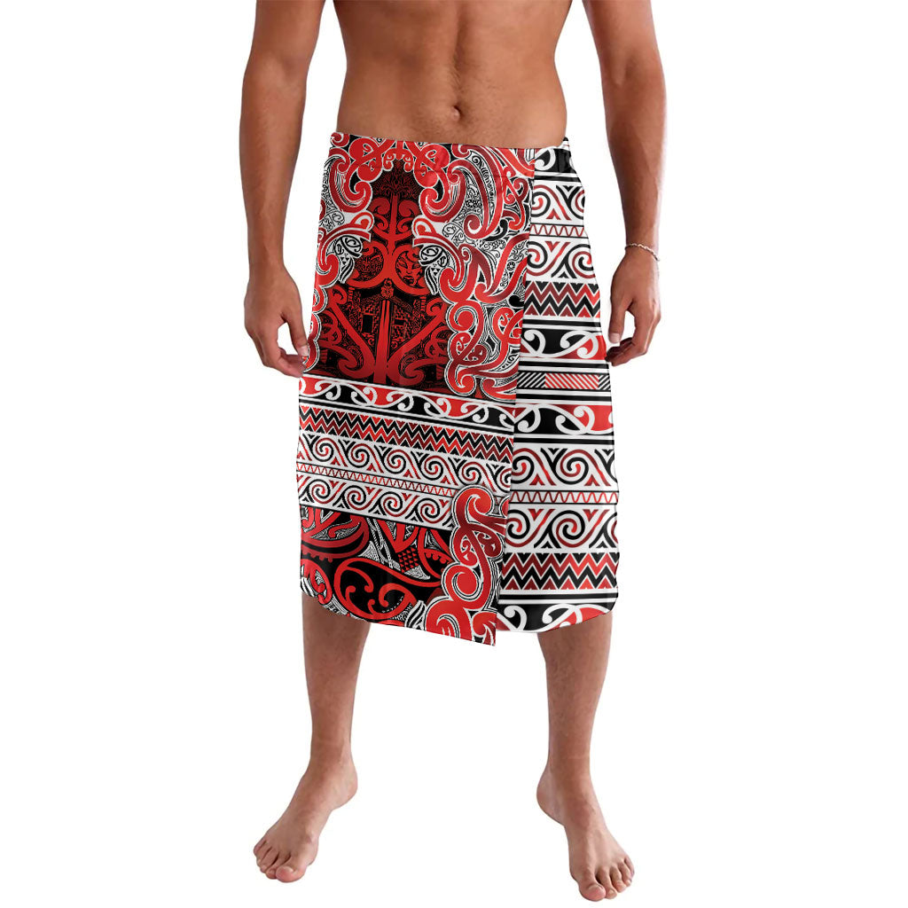 Aotearoa Iwi Ngapuhi Lavalava Maori Wharenui House Tribal Pattern LT9 Red - Polynesian Pride
