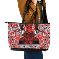 Aotearoa Iwi Ngapuhi Leather Tote Bag Maori Wharenui House Tribal Pattern LT9 - Polynesian Pride