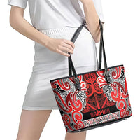 Aotearoa Iwi Ngapuhi Leather Tote Bag Maori Wharenui House Tribal Pattern LT9 - Polynesian Pride