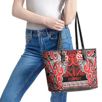 Aotearoa Iwi Ngapuhi Leather Tote Bag Maori Wharenui House Tribal Pattern LT9 - Polynesian Pride