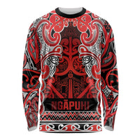 Aotearoa Iwi Ngapuhi Long Sleeve Shirt Maori Wharenui House Tribal Pattern LT9 Unisex Red - Polynesian Pride
