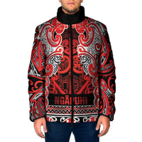 Aotearoa Iwi Ngapuhi Padded Jacket Maori Wharenui House Tribal Pattern LT9 Men Red - Polynesian Pride