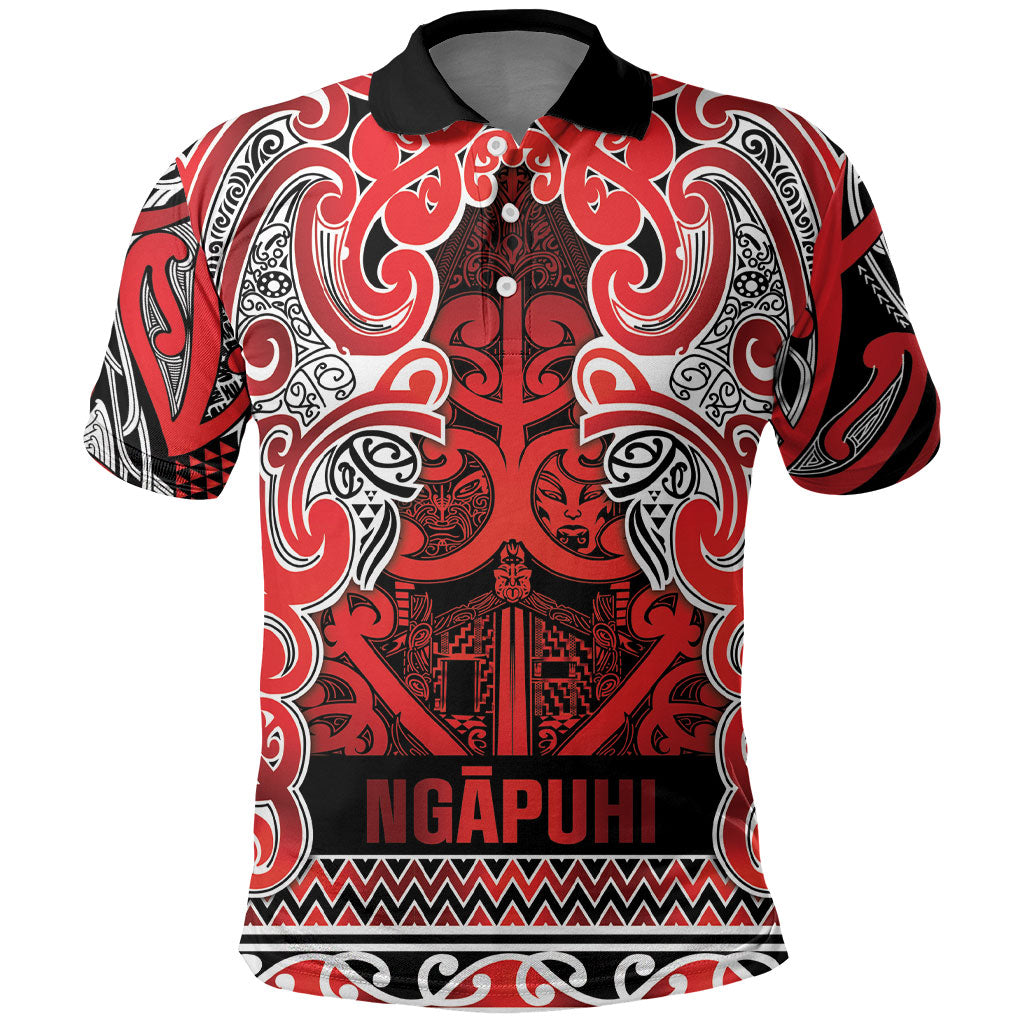 Aotearoa Iwi Ngapuhi Polo Shirt Maori Wharenui House Tribal Pattern LT9 Red - Polynesian Pride