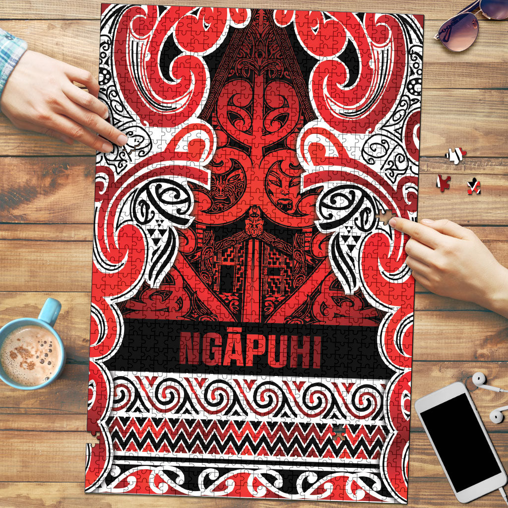 Aotearoa Iwi Ngapuhi Puzzle Maori Wharenui House Tribal Pattern LT9 Red - Polynesian Pride