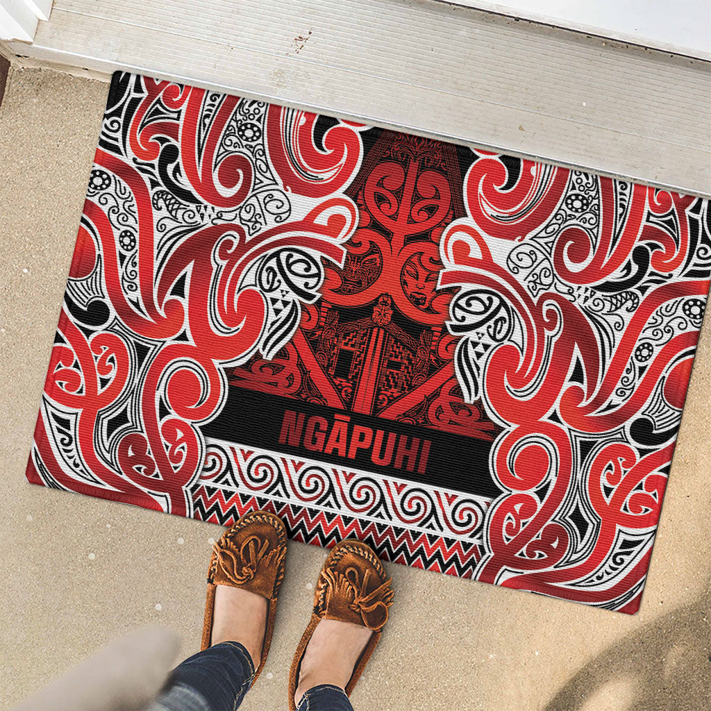 Aotearoa Iwi Ngapuhi Rubber Doormat Maori Wharenui House Tribal Pattern LT9 - Polynesian Pride