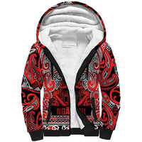 Aotearoa Iwi Ngapuhi Sherpa Hoodie Maori Wharenui House Tribal Pattern LT9 Unisex Red - Polynesian Pride