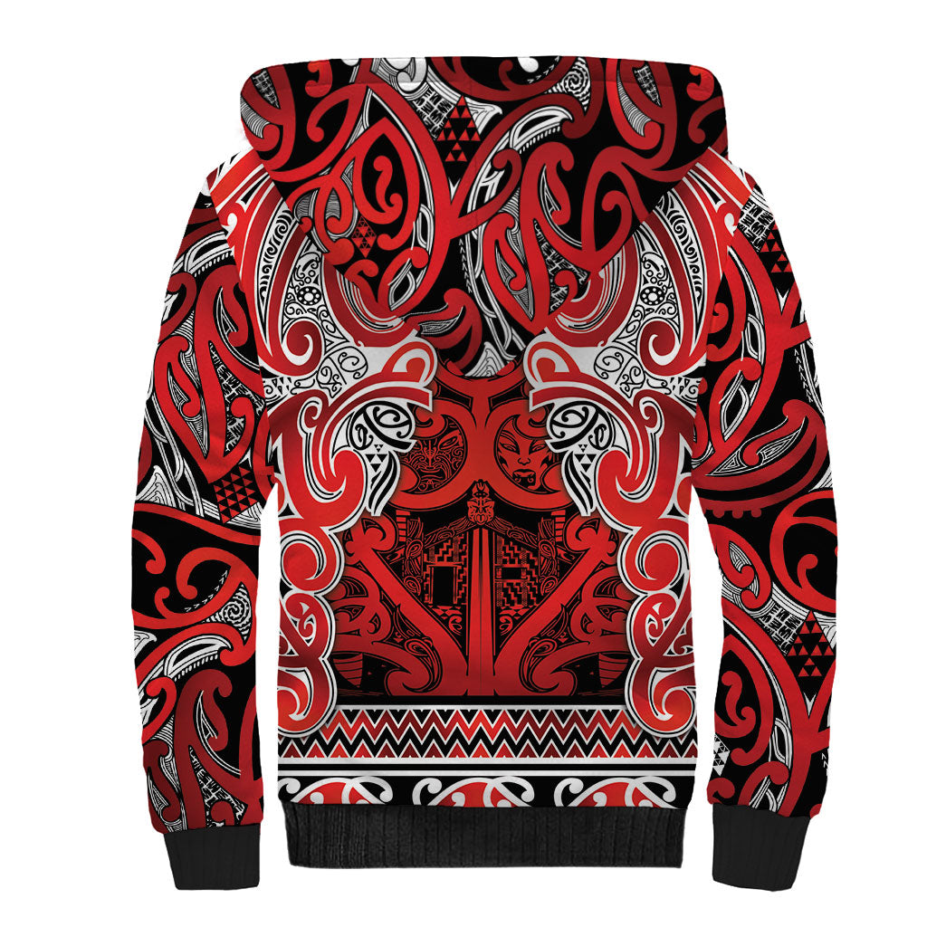 Aotearoa Iwi Ngapuhi Sherpa Hoodie Maori Wharenui House Tribal Pattern LT9 - Polynesian Pride