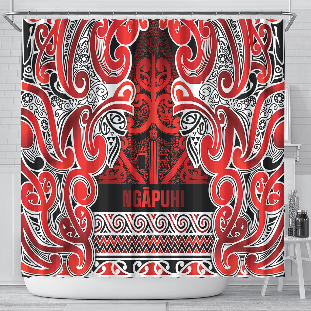 Aotearoa Iwi Ngapuhi Shower Curtain Maori Wharenui House Tribal Pattern LT9 - Polynesian Pride