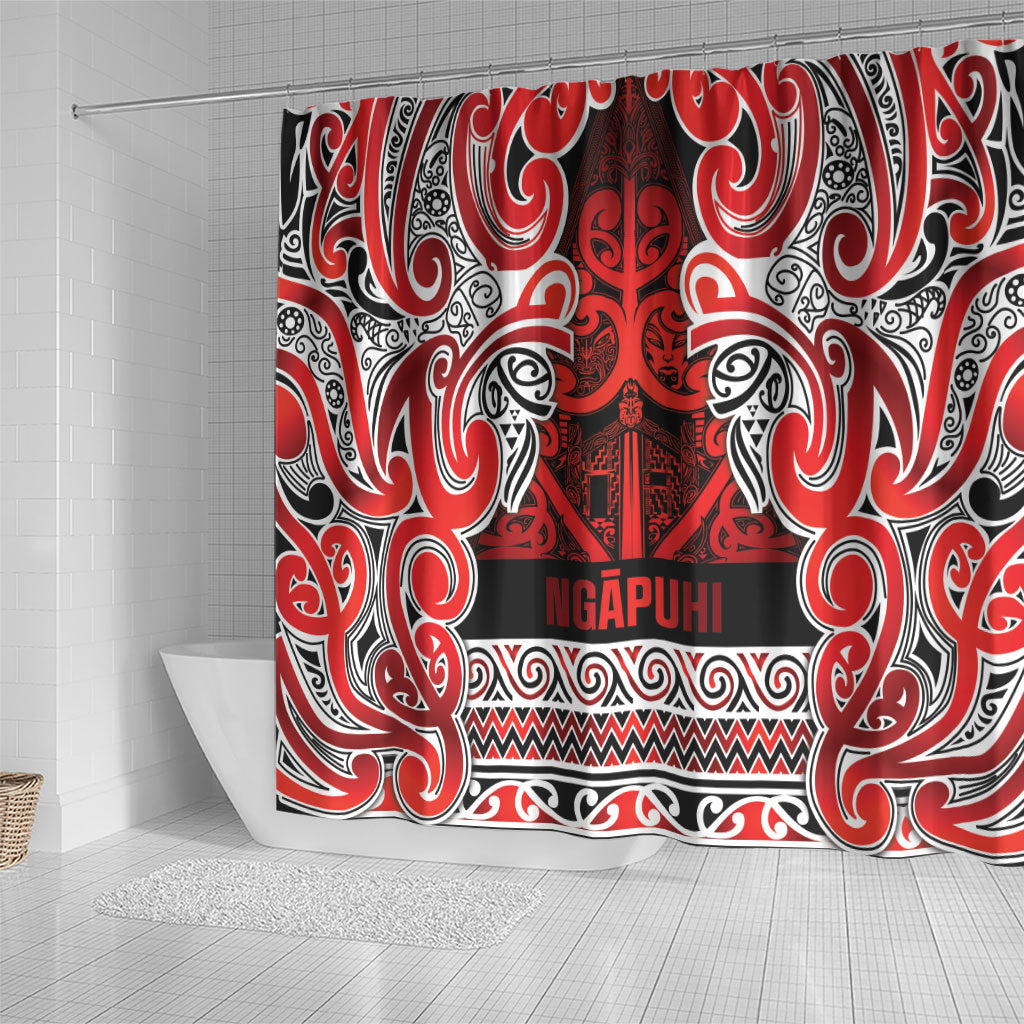 Aotearoa Iwi Ngapuhi Shower Curtain Maori Wharenui House Tribal Pattern LT9 - Polynesian Pride