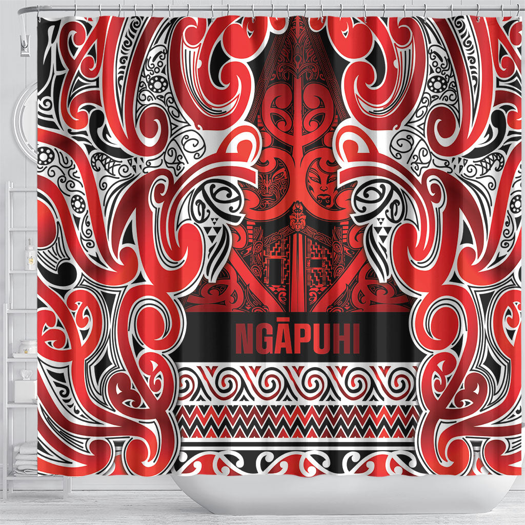 Aotearoa Iwi Ngapuhi Shower Curtain Maori Wharenui House Tribal Pattern LT9 - Polynesian Pride