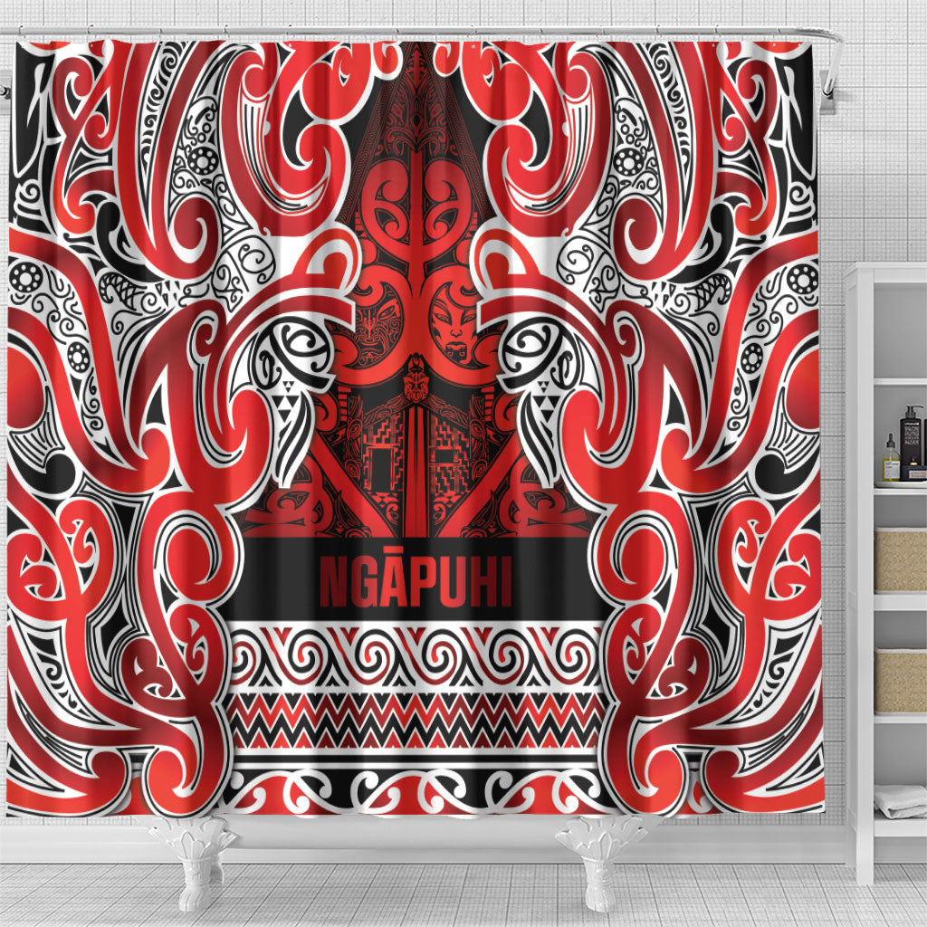 Aotearoa Iwi Ngapuhi Shower Curtain Maori Wharenui House Tribal Pattern LT9 - Polynesian Pride