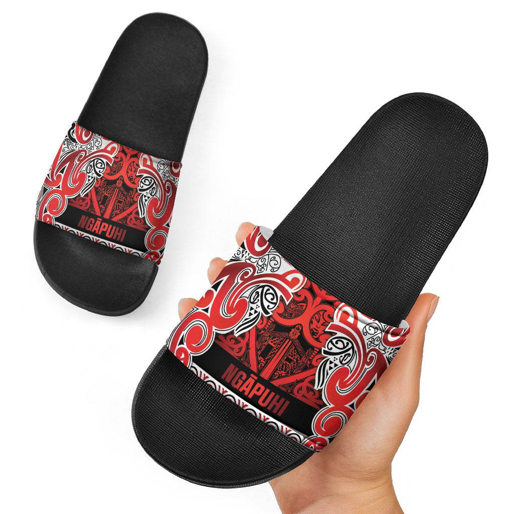 Aotearoa Iwi Ngapuhi Slide Sandals Maori Wharenui House Tribal Pattern LT9 - Polynesian Pride