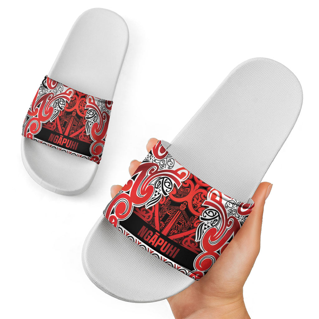 Aotearoa Iwi Ngapuhi Slide Sandals Maori Wharenui House Tribal Pattern LT9 - Polynesian Pride