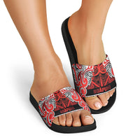 Aotearoa Iwi Ngapuhi Slide Sandals Maori Wharenui House Tribal Pattern LT9 - Polynesian Pride