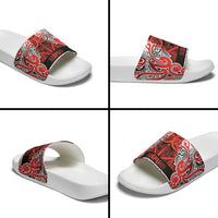Aotearoa Iwi Ngapuhi Slide Sandals Maori Wharenui House Tribal Pattern LT9 - Polynesian Pride