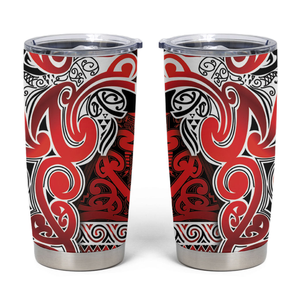 Aotearoa Iwi Ngapuhi Tumbler Cup Maori Wharenui House Tribal Pattern LT9 Red - Polynesian Pride