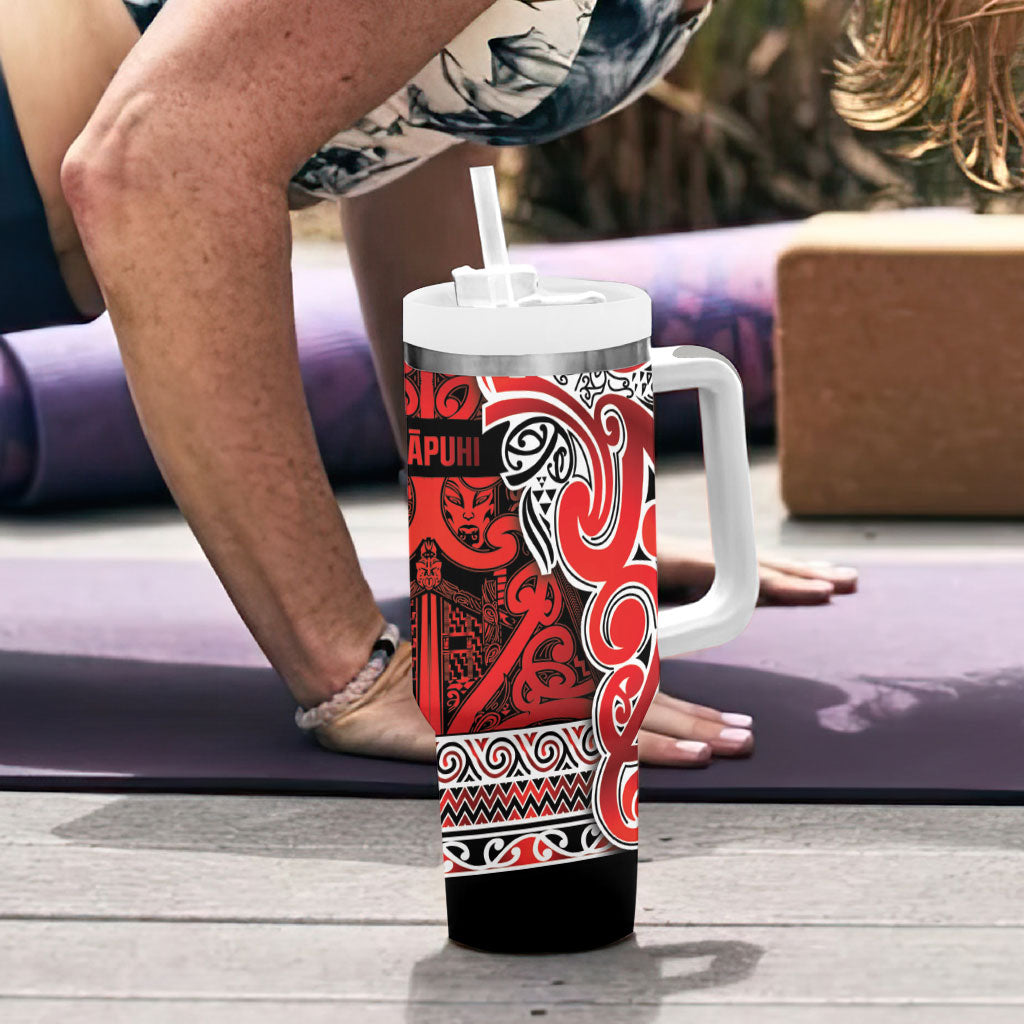 Aotearoa Iwi Ngapuhi Tumbler With Handle Maori Wharenui House Tribal Pattern LT9 - Polynesian Pride