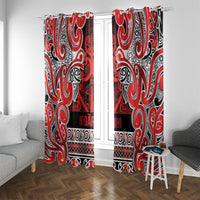 Aotearoa Iwi Ngapuhi Window Curtain Maori Wharenui House Tribal Pattern LT9 With Grommets Red - Polynesian Pride